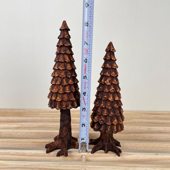 Dept 56 Heritage Village Set of 2 Pine Cone Trees Brown Resin 52213‎ Christmas - Picture 5 of 6